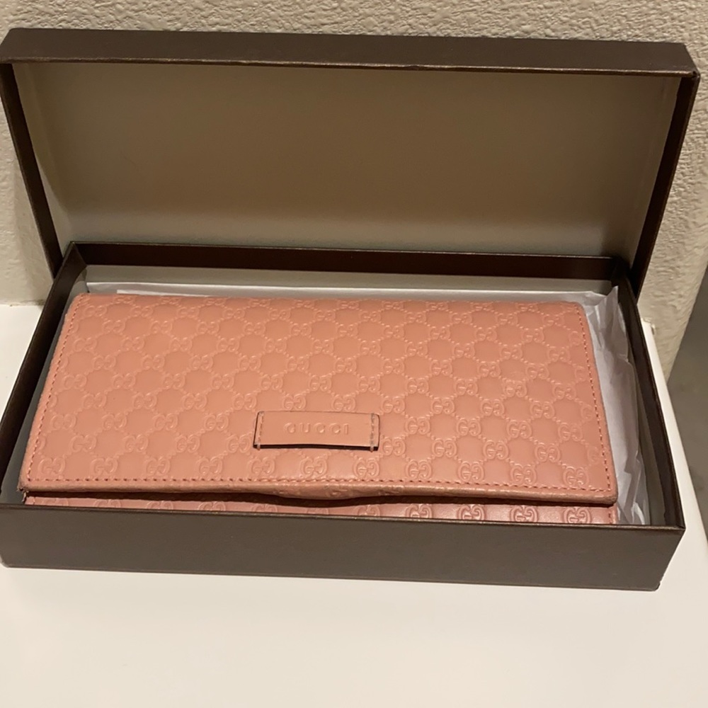 Blush Leather GG imprinted Gucci Wallet